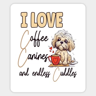 I Love Coffee Canines and Cuddles Shih Tzu Owner Funny Sticker